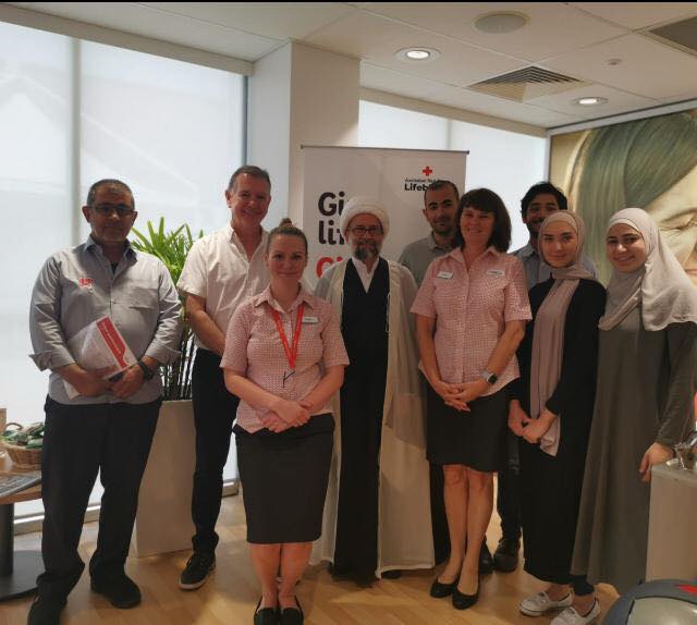 Photo of Sheikh Youssef Nabha donates blood at the Australian Red Cross